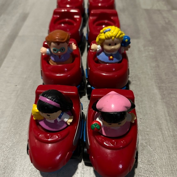 Vintage Fisher Price Little People 2001 Red and Blue Train and Cars - Picture 1 of 2